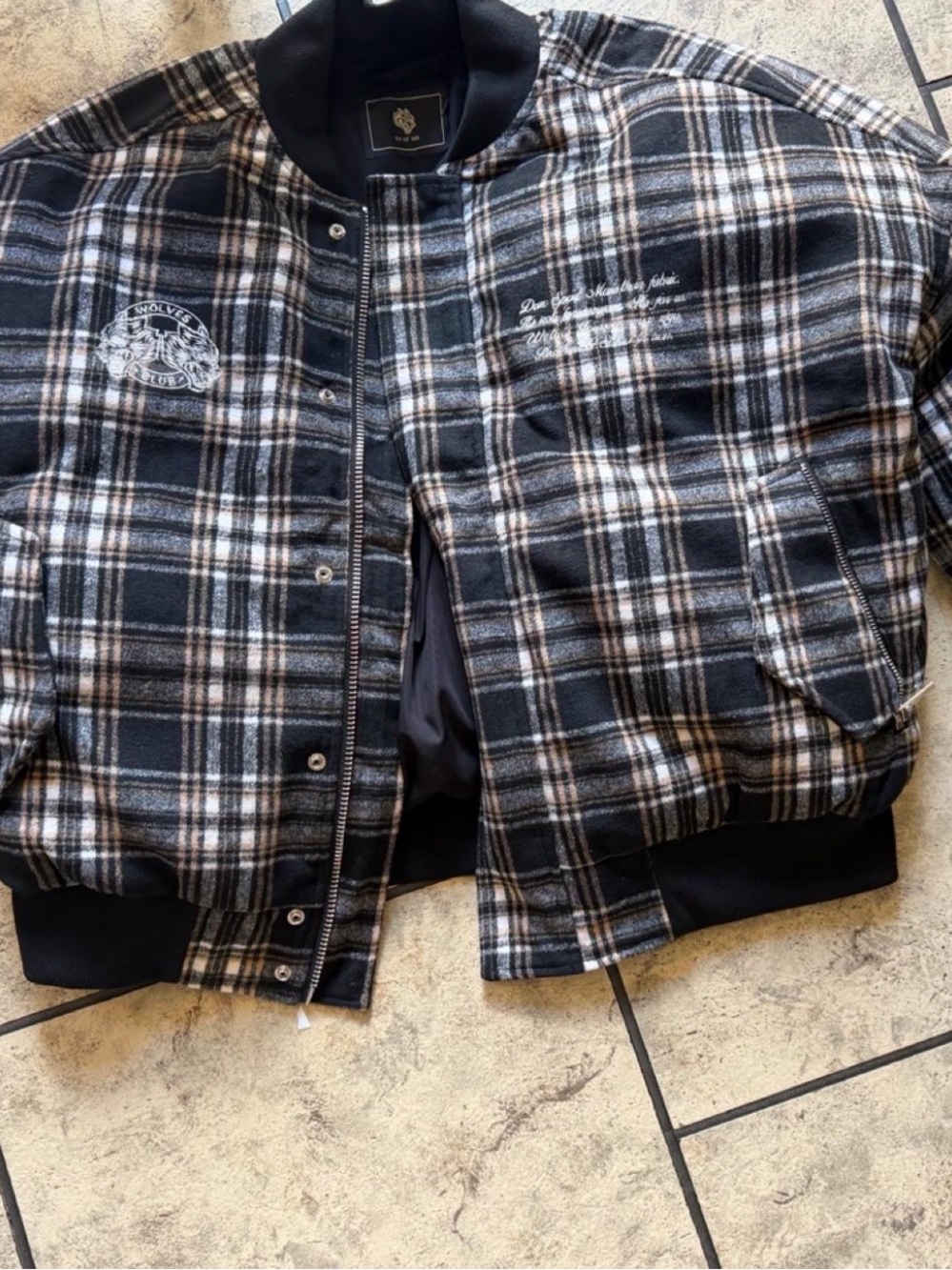 Darc Sport Black & Gray Plaid Bomber Jacket